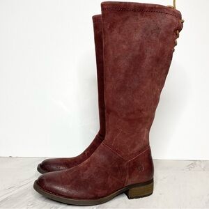 New! Born Hayden Red Distressed Suede Tall Boot 6 1/2 M